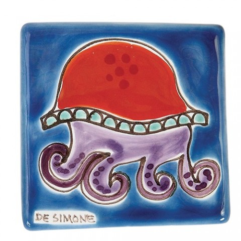 Ceramic Wall Tile Jellyfish De Simone Pottery TZT685FCFK-16 Ceramic Wall Tile Jellyfish De Simone Pottery TZT685FCFK-16